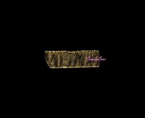VIETNAM script text 1-1/4" + a custom promo pin