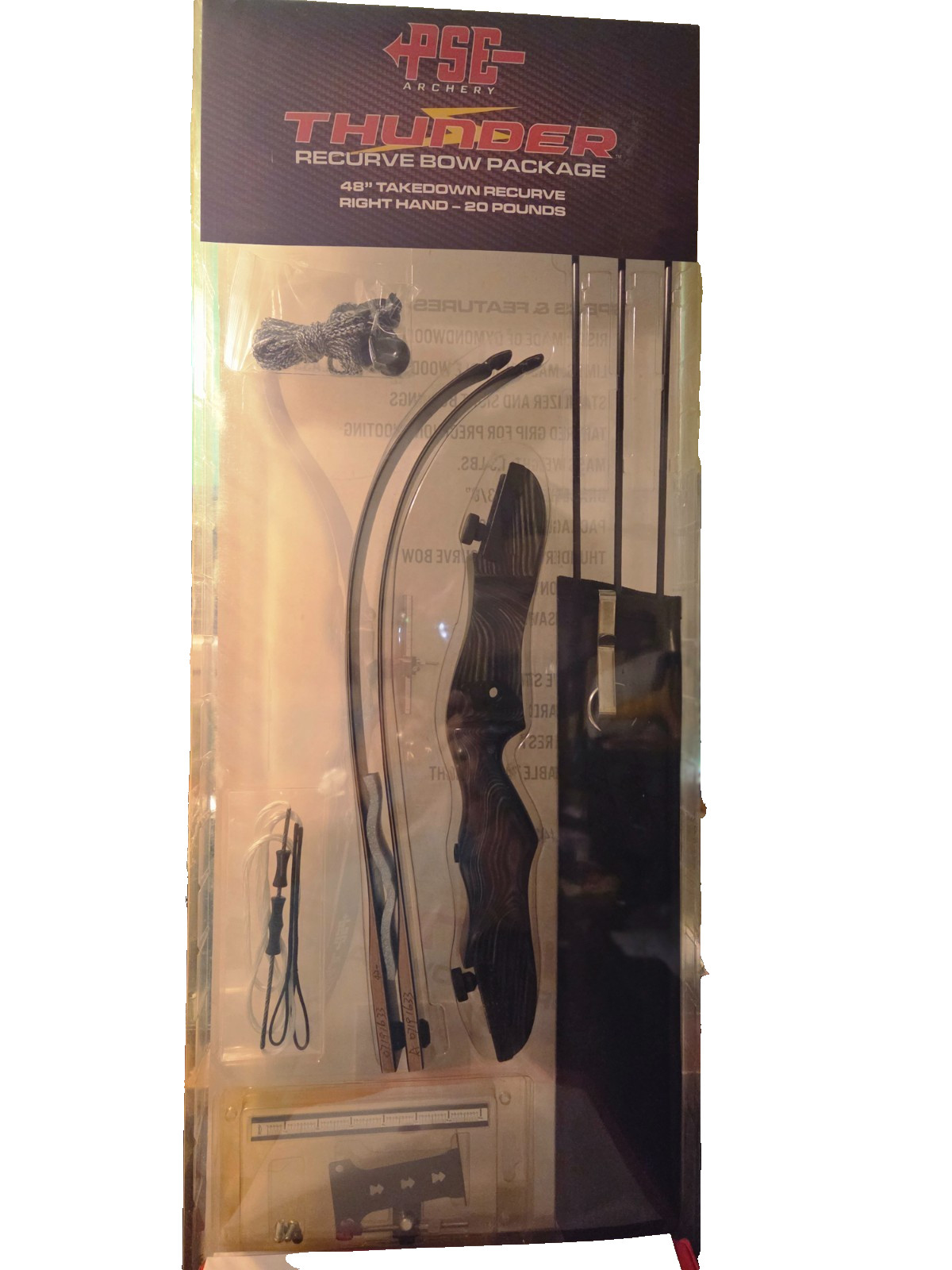 PSE Thunder 48" Recurve Bow Package - Right Hand-20lb Draw - 3 Carbon Arrows