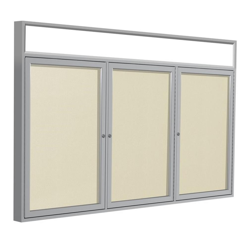 Ghent's Vinyl 36" x 72" 3 Door Enclosed Headliner Bulletin Board in Ivory
