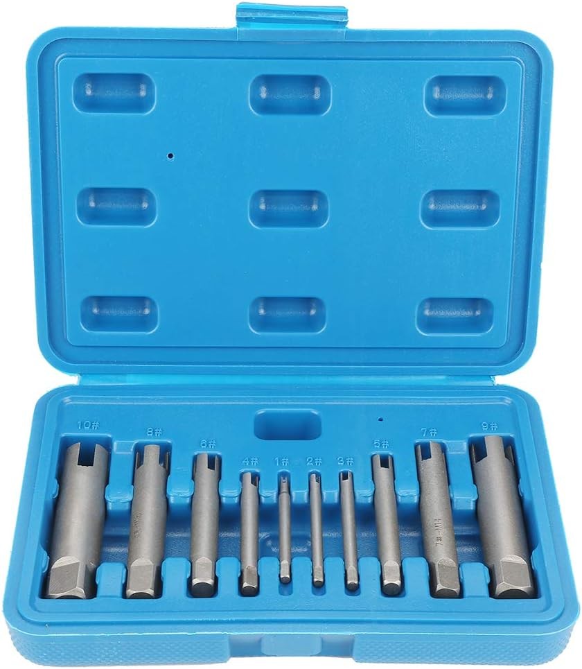 10 Pcs Tap Extractor Set Broken Head Screw Remover Steel Tool...