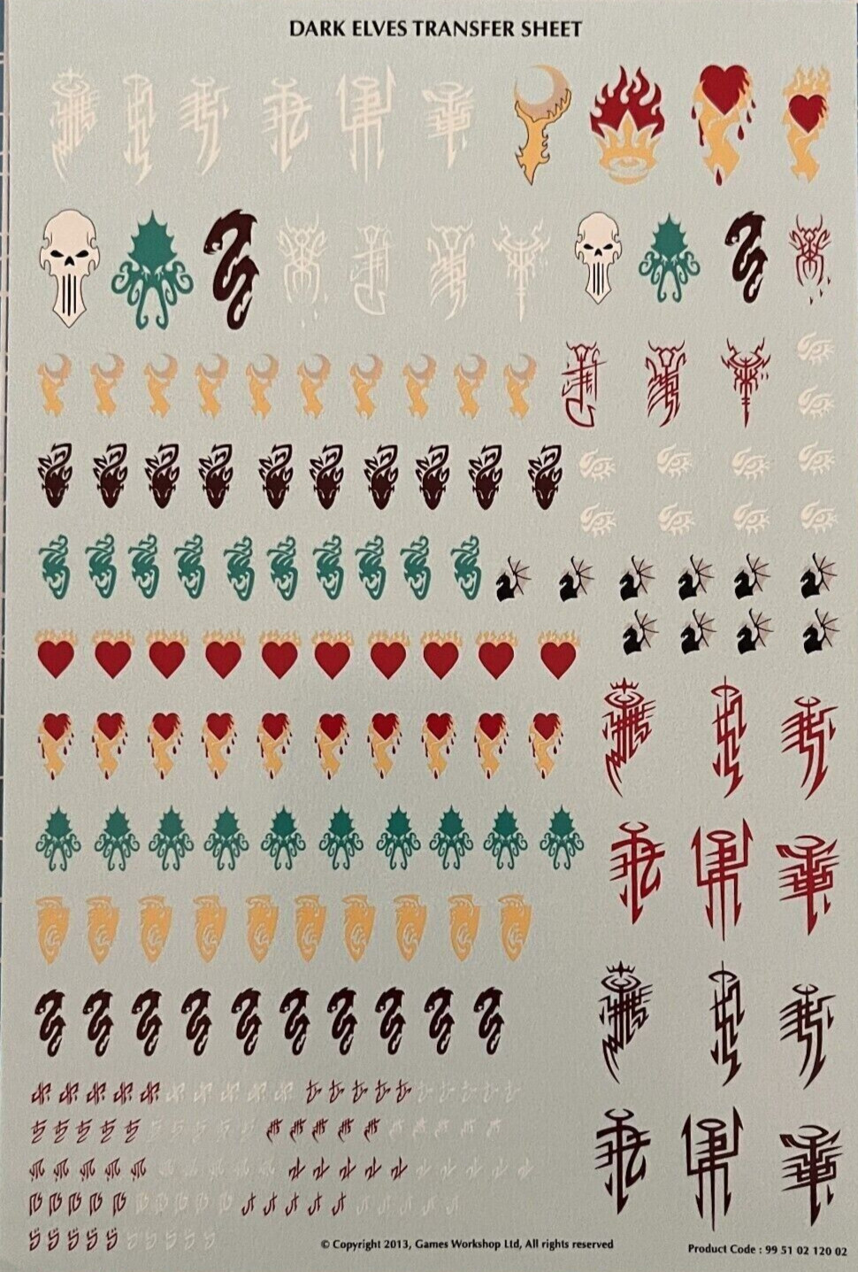 Warhammer Fantasy Dark Elves / Daughters of Khaine transfer sheet - New