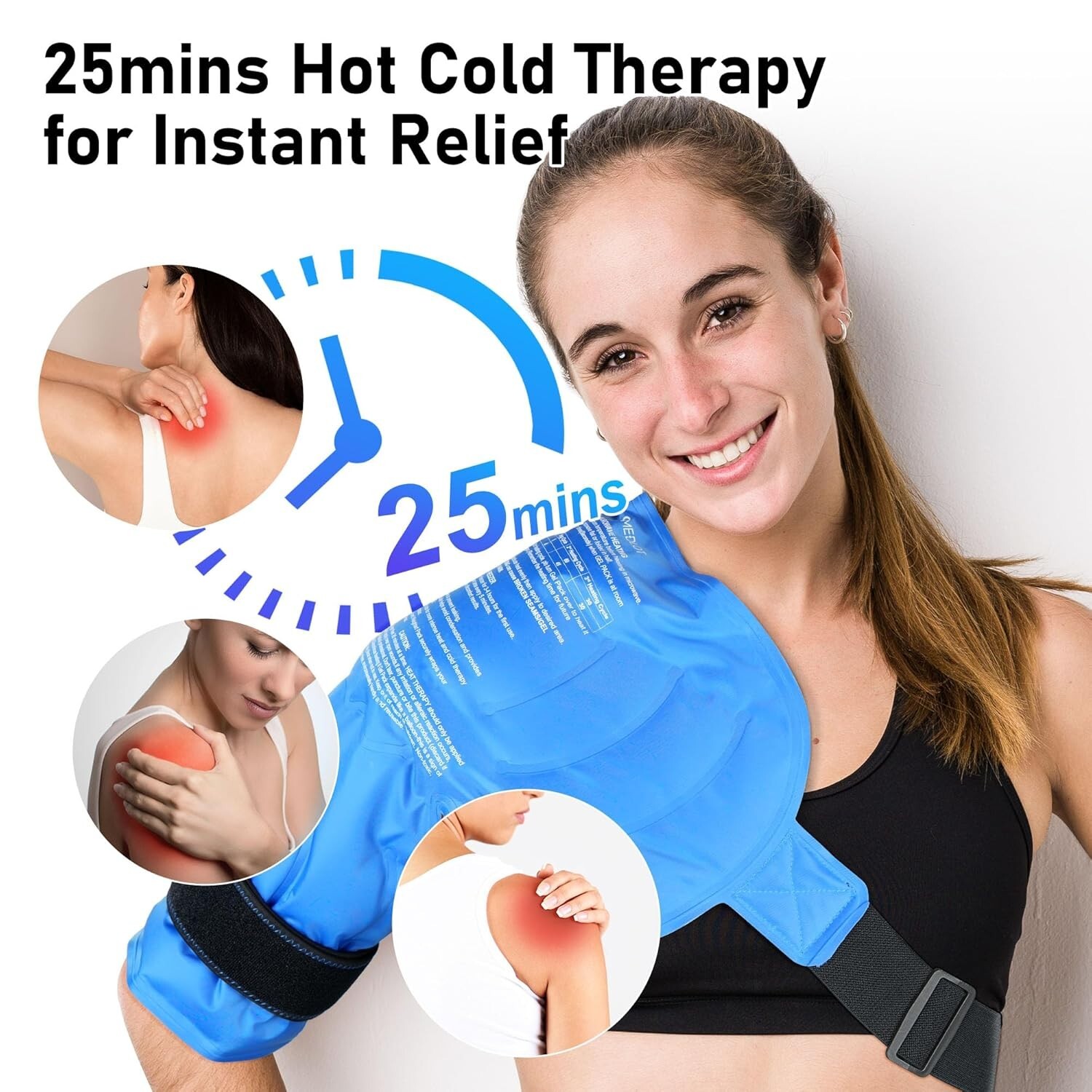 Shoulder Ice Pack Wrap, Larger Rotator Cuff Cold Therapy Support Brace for Shoul
