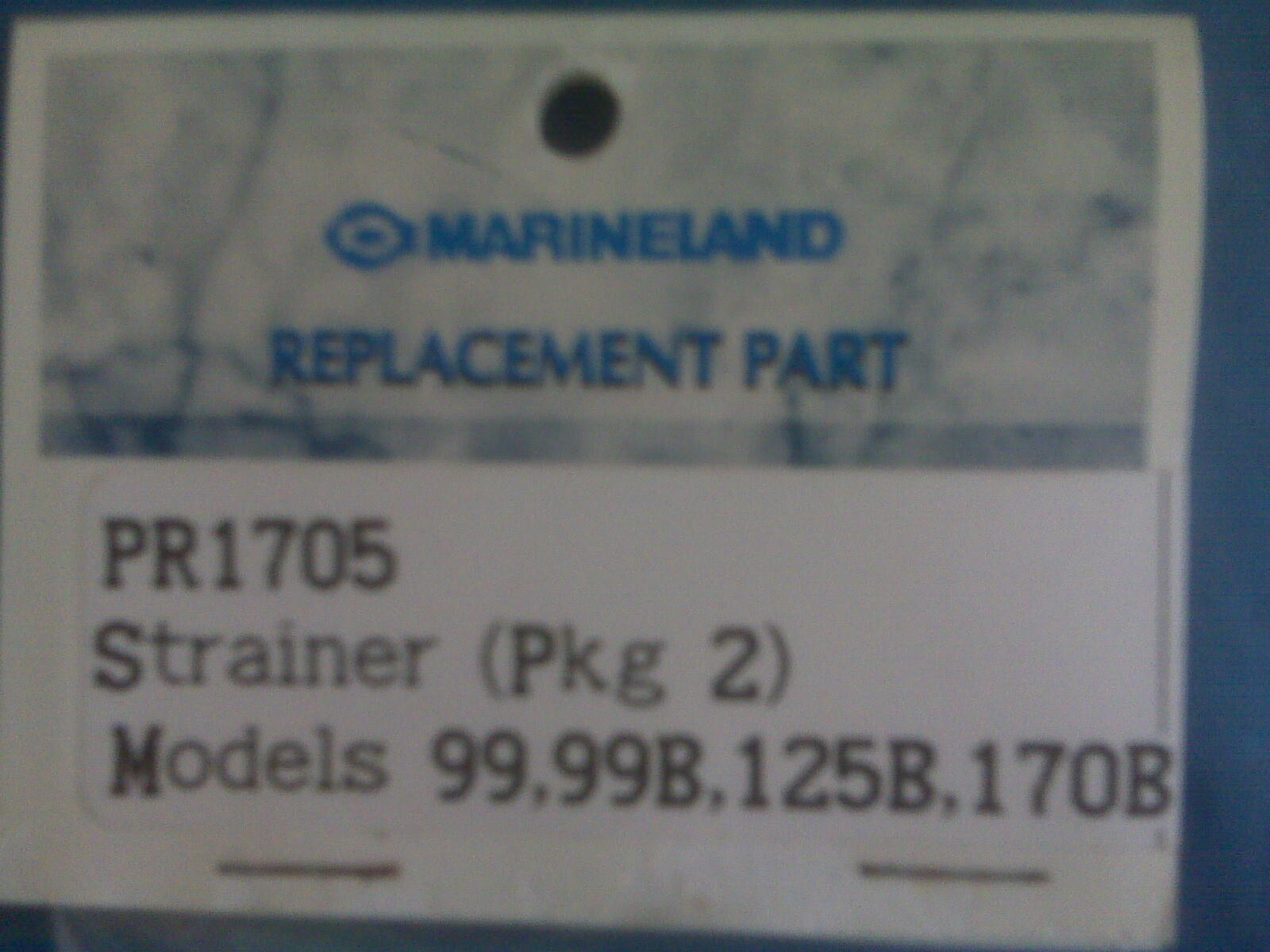 Marineland PR1705 Strainer For Eclipse 3/6, Models 99/B, 125B, 170B Brand New!