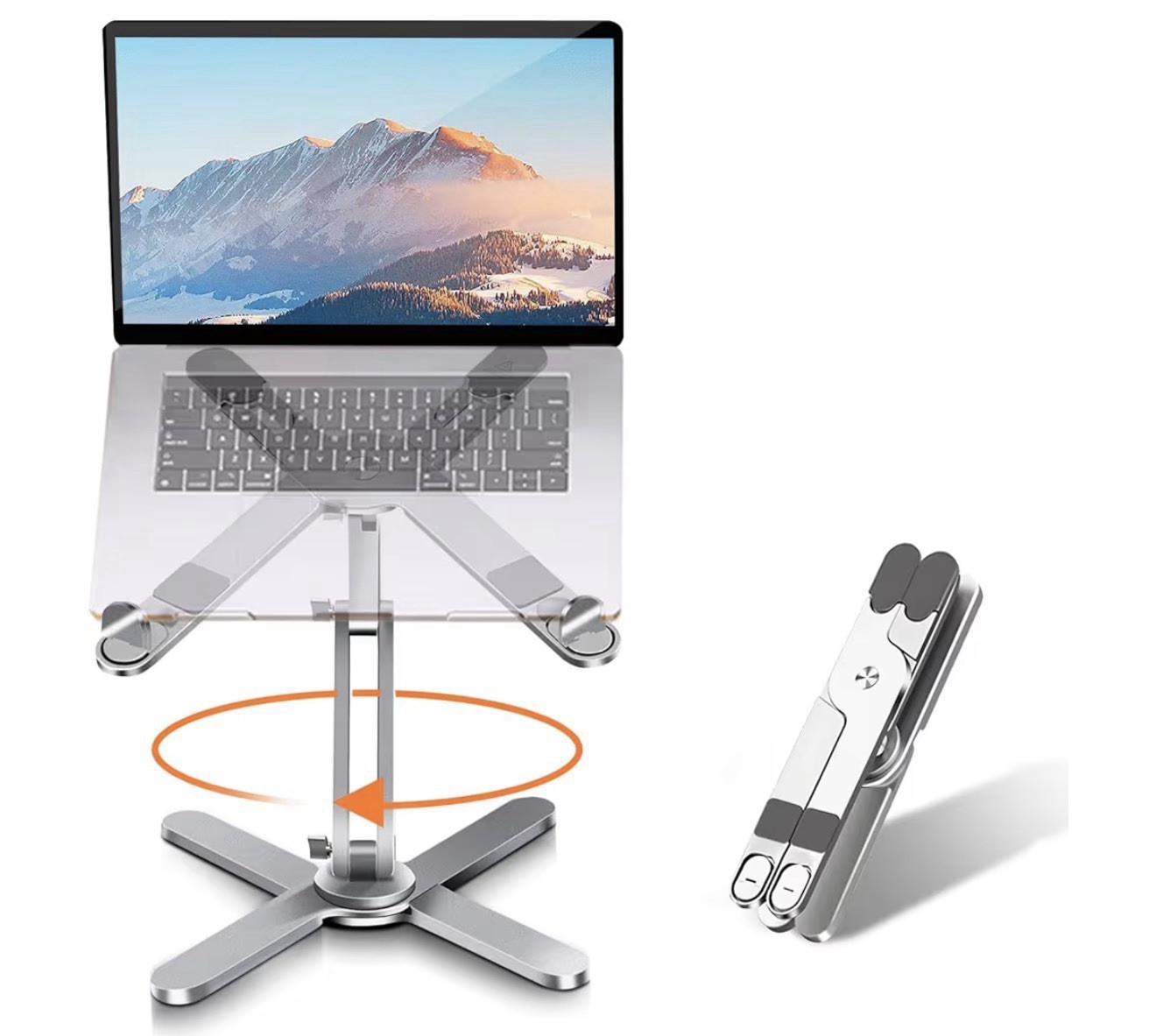N86 360° Rotating Laptop Stand, Adjustable Height Aluminum Riser for Desk