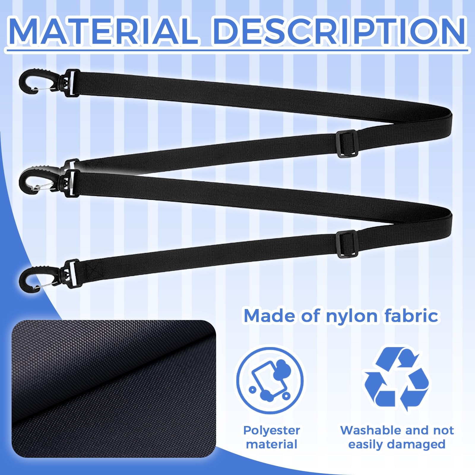 2pcs Fashionable Black Nylon Shoulder Bag Strap, Adjustable and Replaceable D