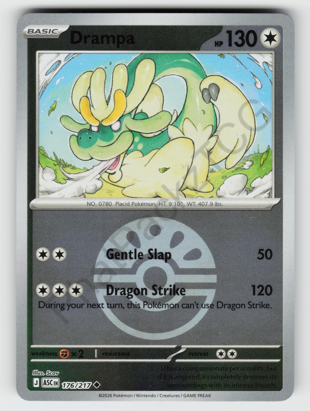 Drampa (Friend Ball) 176/217 Ascended Heroes UC Reverse Holo NM/M Pokemon