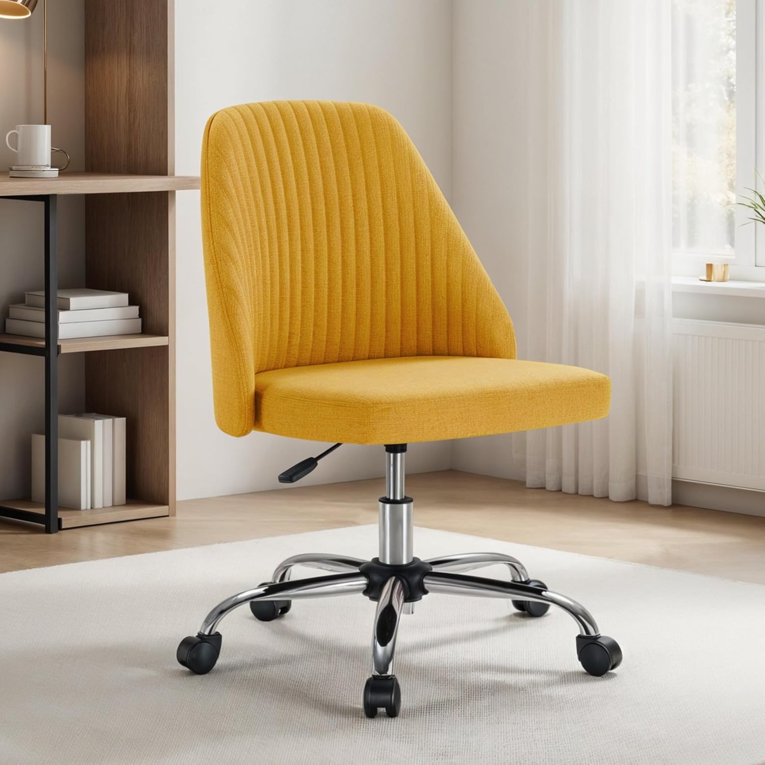 Armless Office Desk Chair Modern Cute Swivel Vanity Chair Comfy Home Office