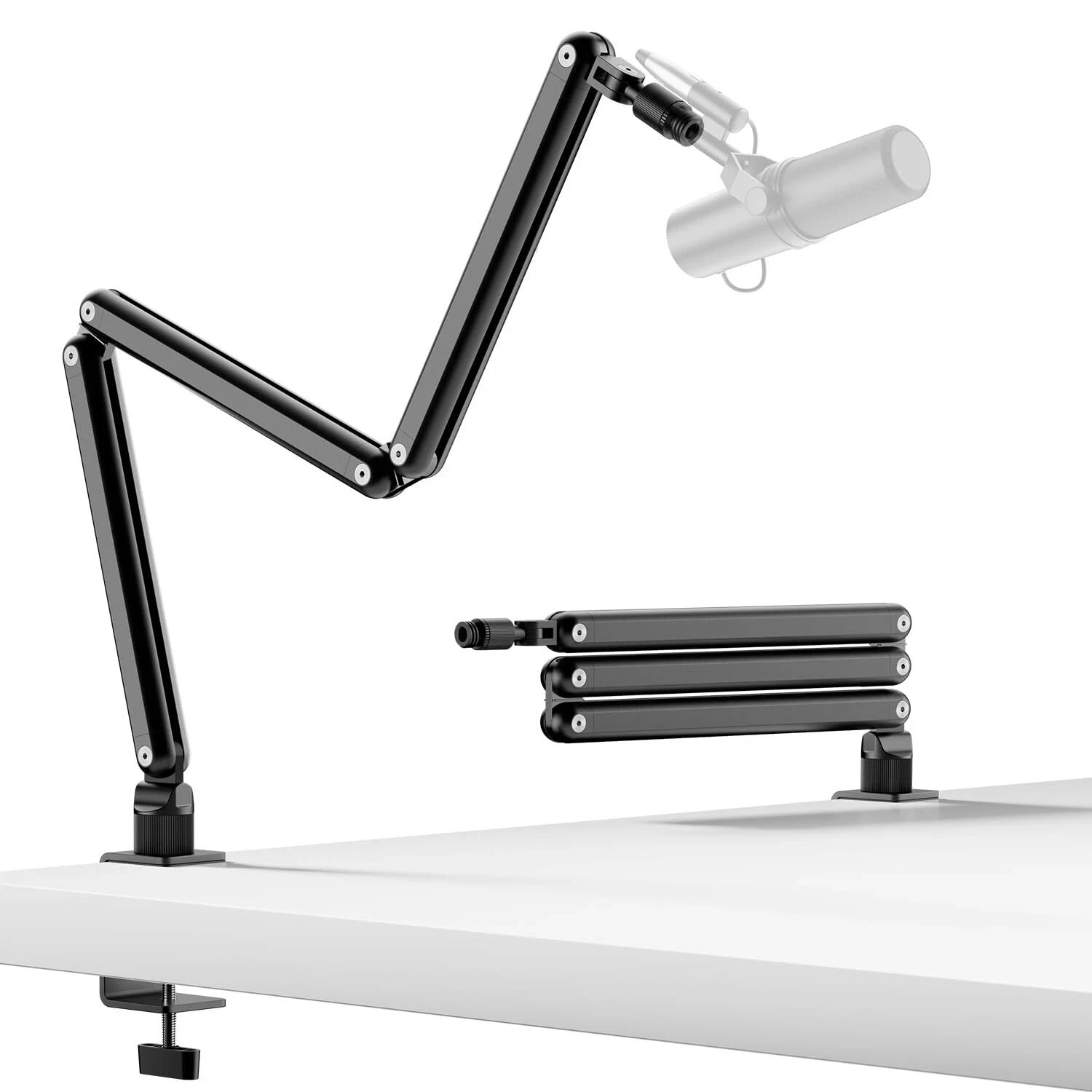 Rotatable Mic Arm with Clamp Boom Arm for Light Mics 3/8'' 5/8'' Thread.