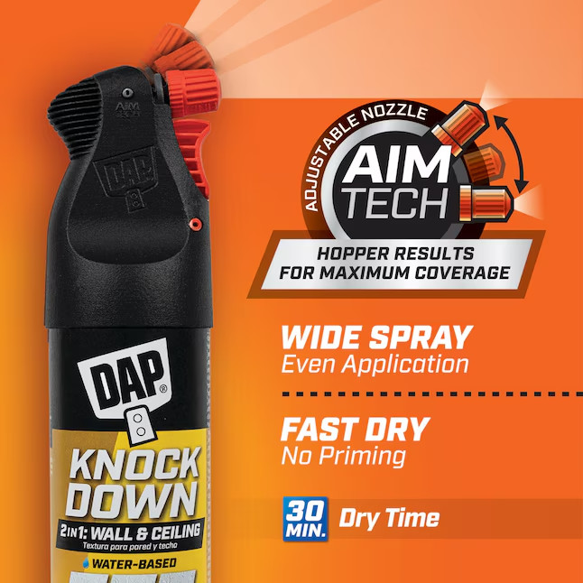 DAP Spray Texture Knockdown Water Based 2n1 Wall & Ceiling Texture Spray, 25 Oz