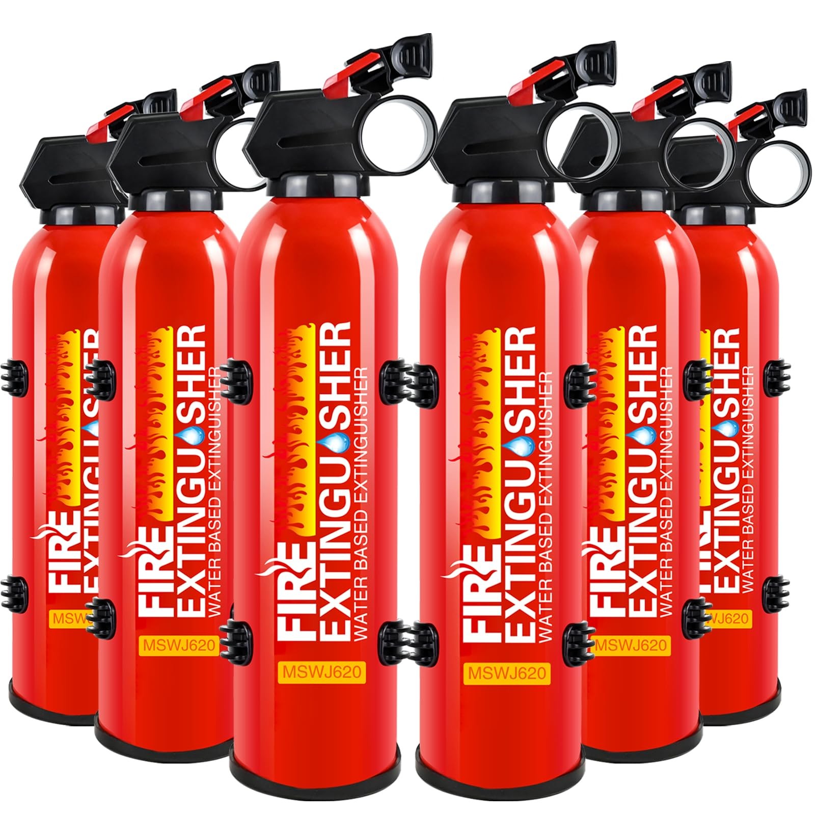 Lirches 6 Pack Water-Based Fire Extinguishers Class A B C K Wall Mount MSWJ625