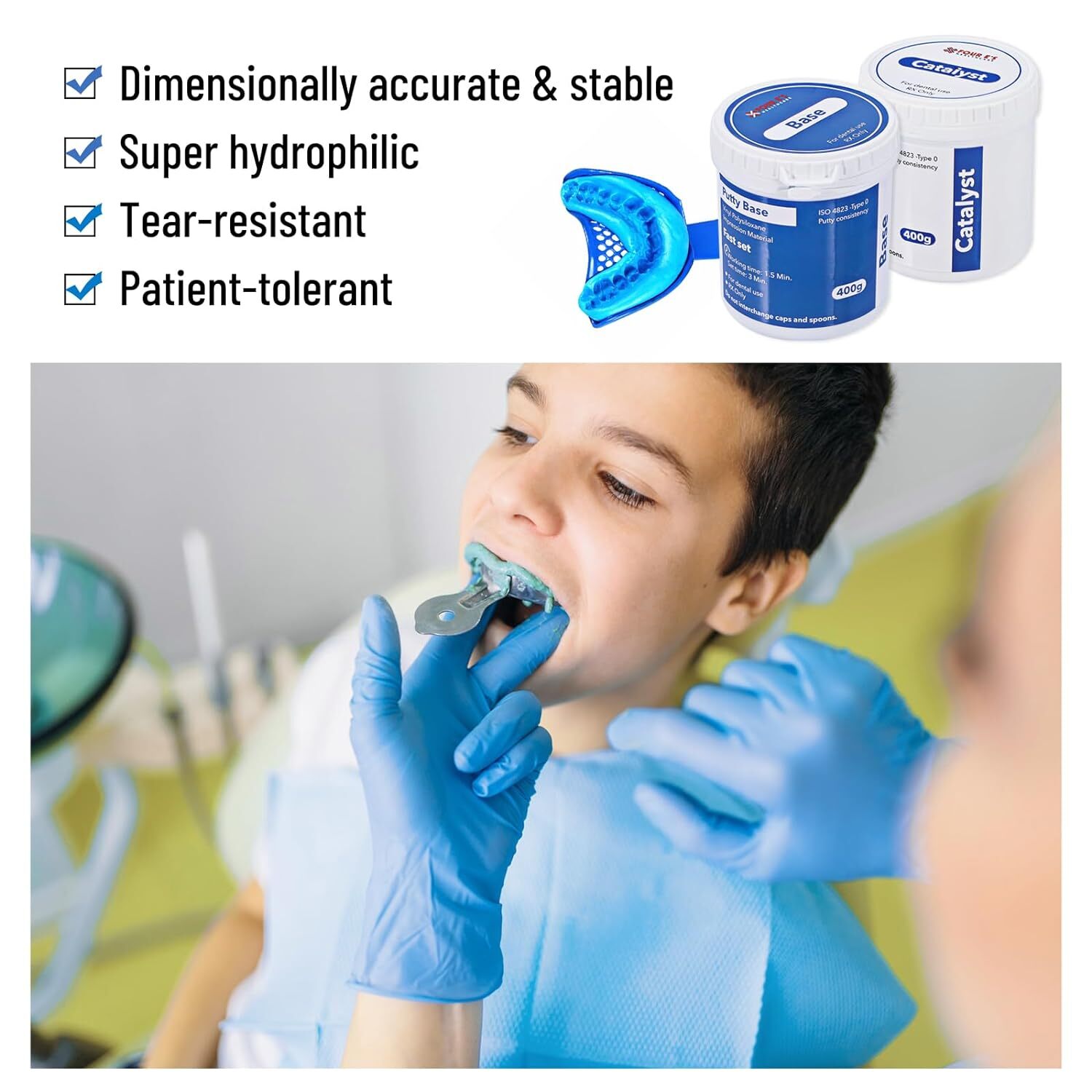 Dental Putty Fast / Regular Set Hydrophilic VPS Impression Material Mint 2x 400g