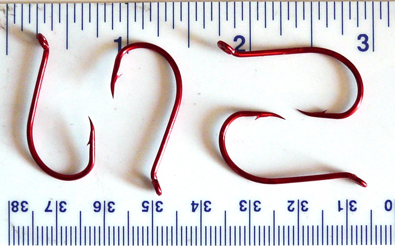100 GT Red Chrome Octopus Fish Fishing Hooks size 2/0 - 100 hooks