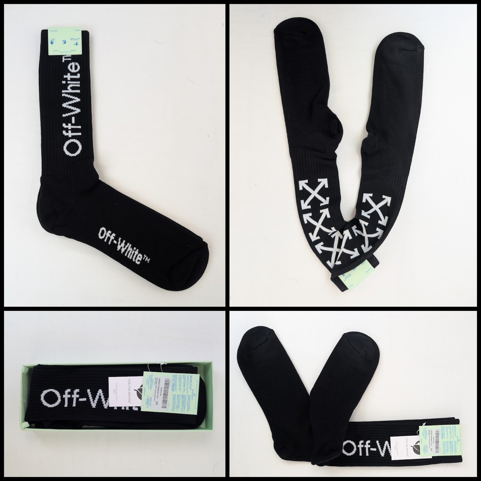 Off-White Q:4 / Arrow Mid Length Socks in Black / White BNWT OS