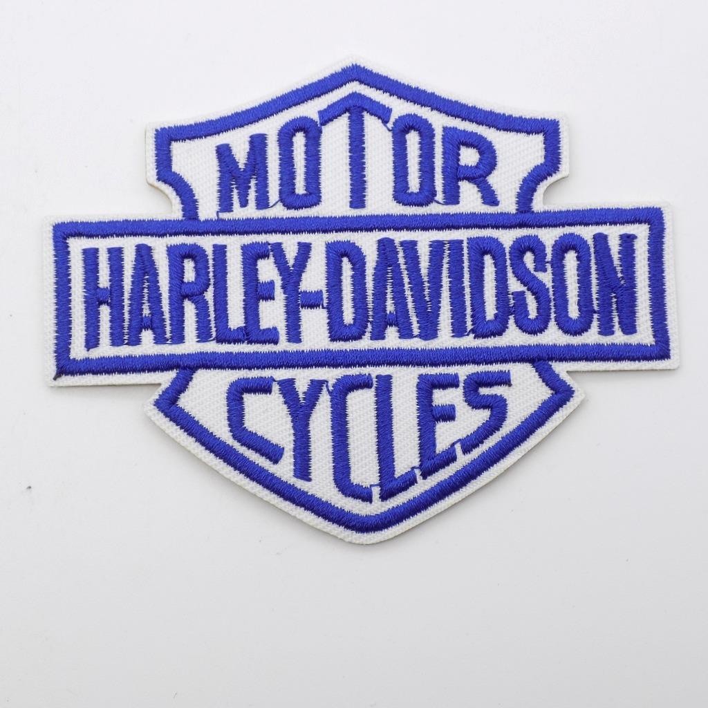 Harley Davidson Motorcycles Bar & Shield Patch Iron/Sew On 3-1/4"x2-1/2" Blue