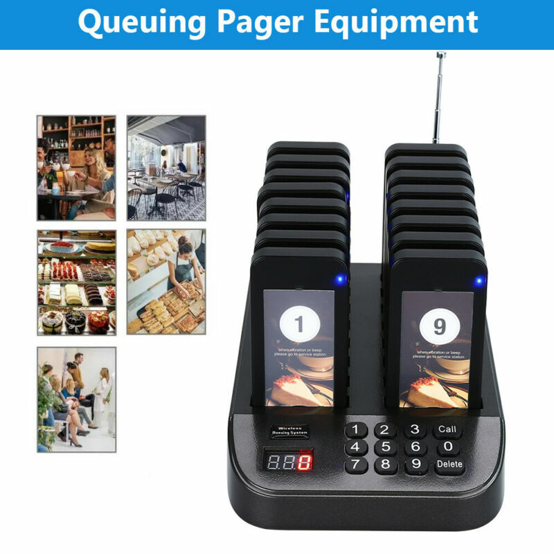 16 Restaurant Coaster Pager Guest keypad Wireless Calling Paging Queuing System