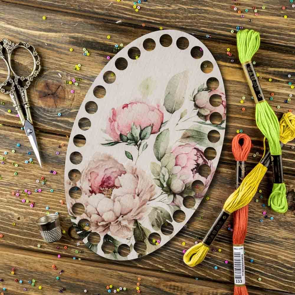 Organizer for cotton floss "Peonies", Embroidery organizer , Floss holder
