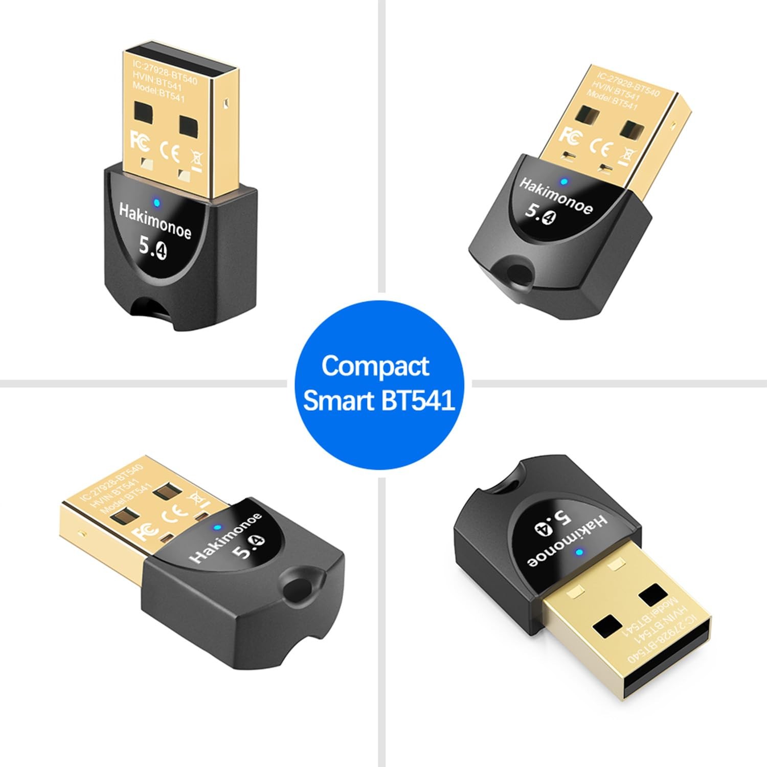 Hakimonoe Upgraded Bluetooth 5.4 Adapter for PC Laptop, Mini Size, Black