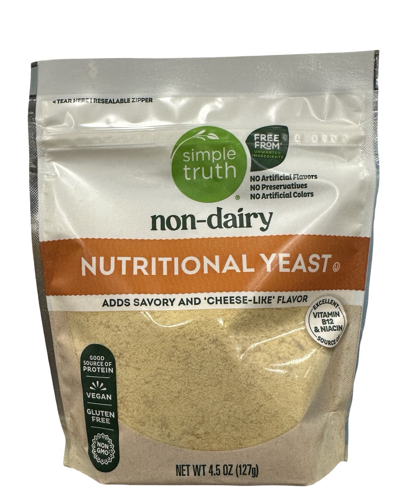 Simple Truth Nutritional Yeast 4.5 oz Vegan Gluten Free Non-GMO 1 Pack