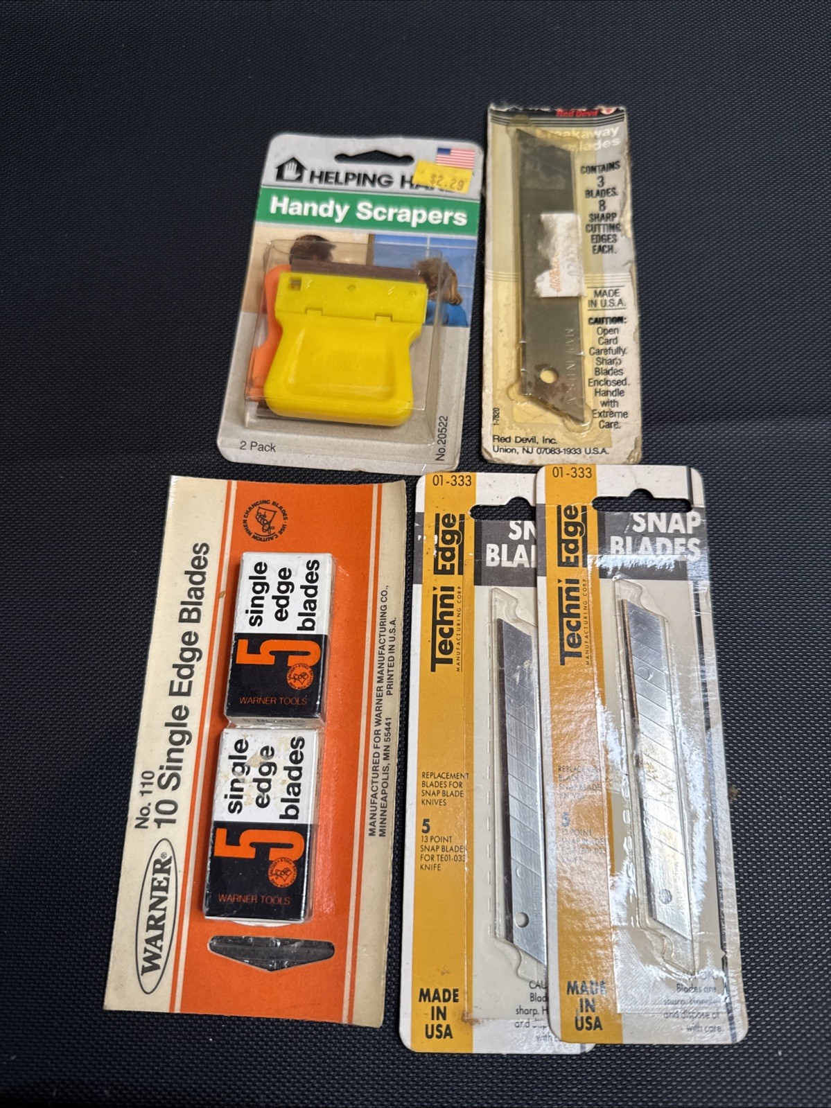 Vintage NOS Handy Scrapers And Blade Set Break Away Single Edge