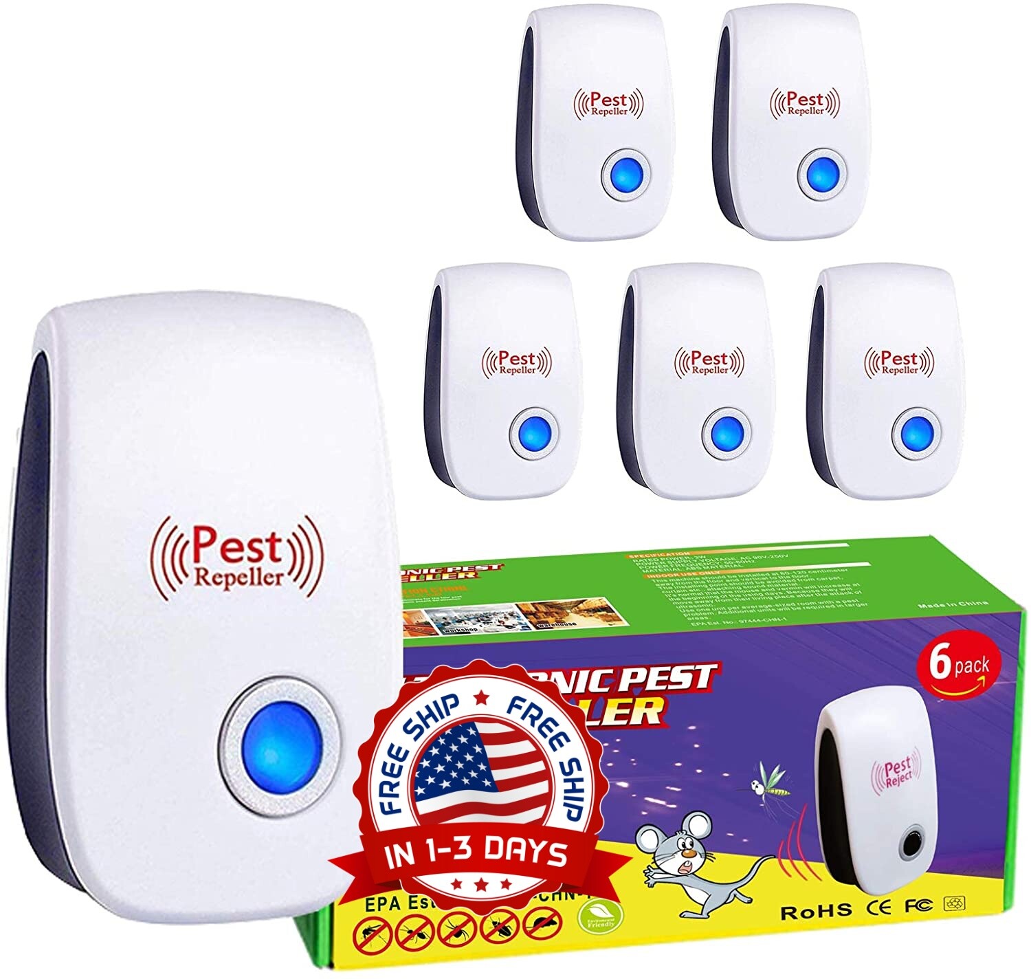 Aparato Electrico para Auyentar los Incectos las Cucarachas Mosquitos Hormiga 6P
