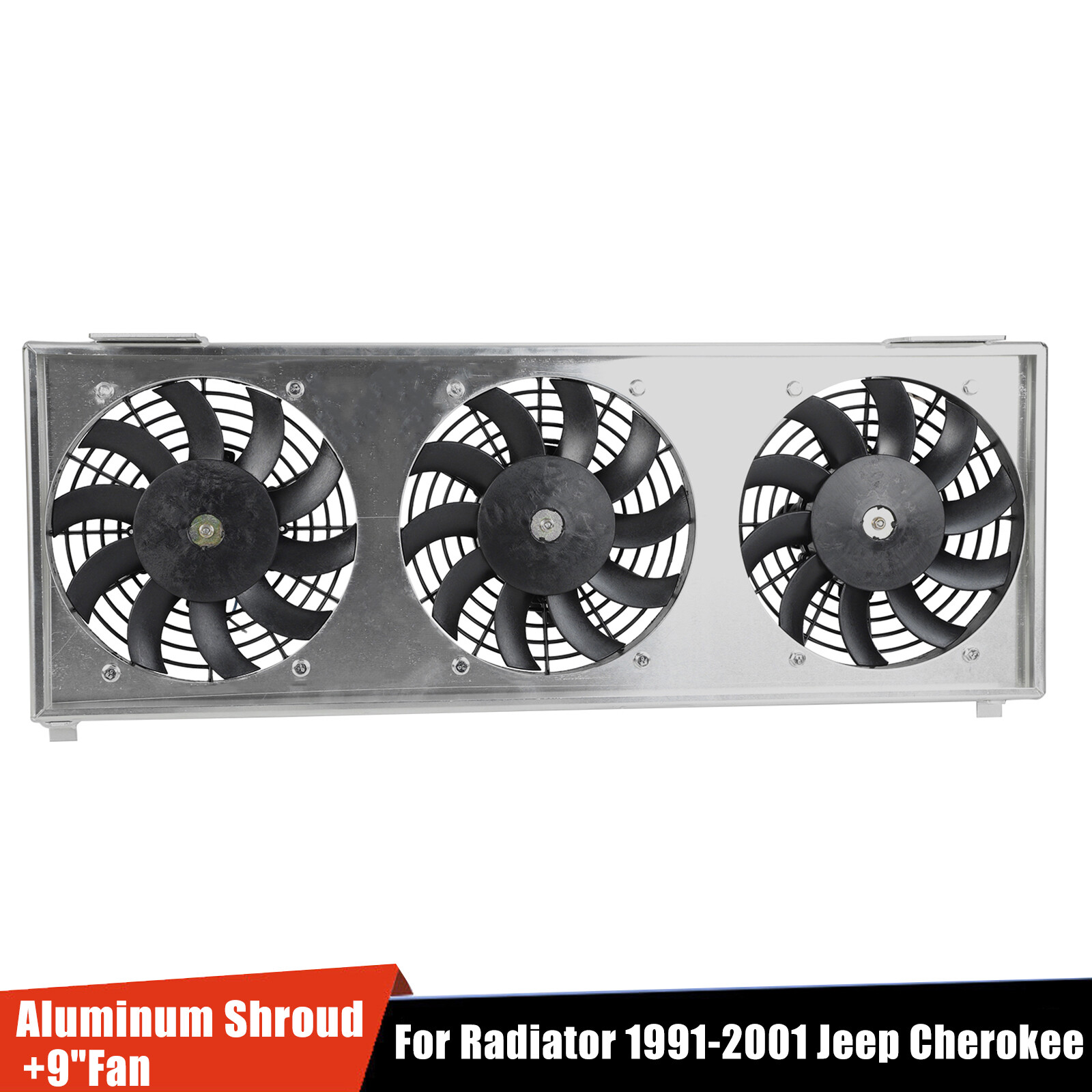 Aluminum Shroud 3x 9" Slim Fan For Radiator 1991-2001 Jeep Cherokee XJ Comanche