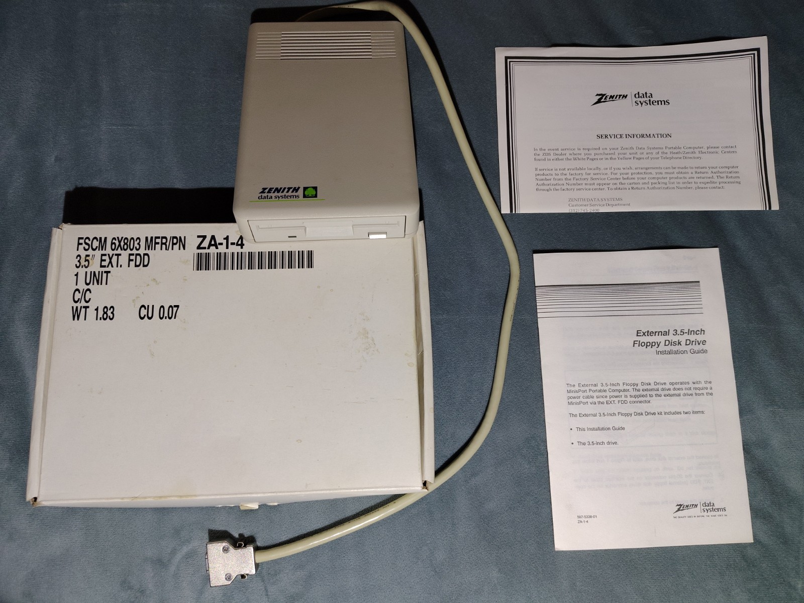 Vintage Zenith Data Systems ZA-1-4 External 3.5" Floppy Disk Drive