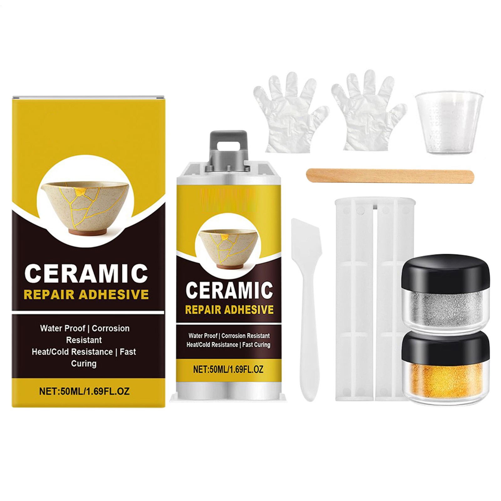 Ceramic Restoration Kit Kintsugi Repair Kit Japanese Pottery Gold Repair Kit
