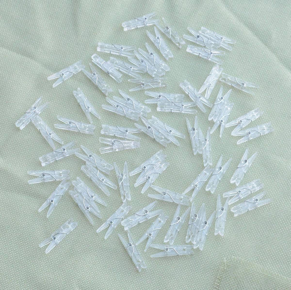 100 Pcs Mini Plastic Pins, 1.37 Inch Clear Utility Paper Clips,