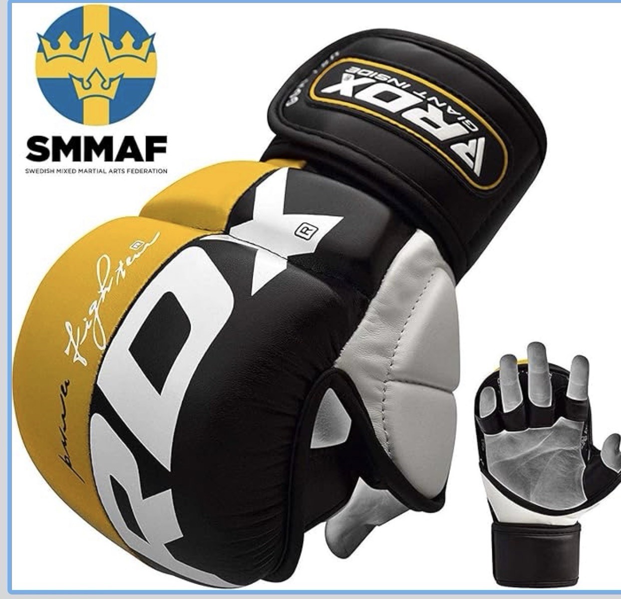 RDX T6Y MMA Grappling Gloves Yellow Medium Martial Arts & Sparring Training Gear