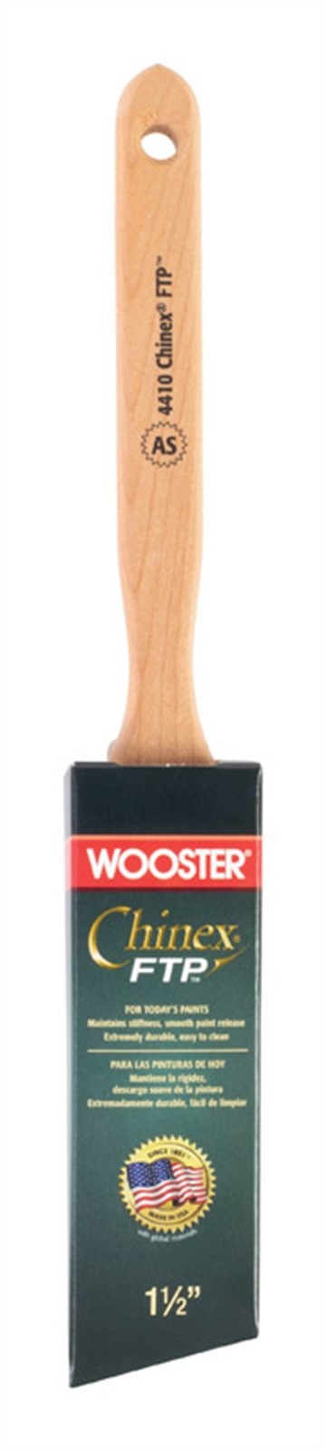 Wooster 4410-1 1/2 Chinex FTP Wood Handle Angle Trim Paint Brush 1-1/2 W in.