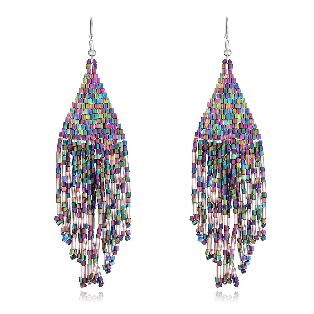 BOHO Seeds Beaded Earrings Fringe Tassel Bohemian Dangle Drop Handmade Jewelry