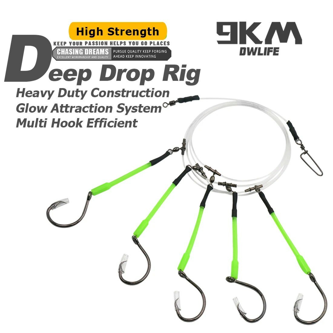 Deep Drop Snapper Rig Pre-Rigged Saltwater Rig Snapper Bottom Rig with Glow Tube