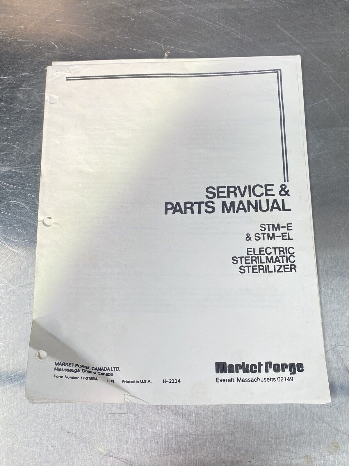 Market Forge Canada LTD Electric Sterilmatic Sterilizer- Users Manual/Guide Book