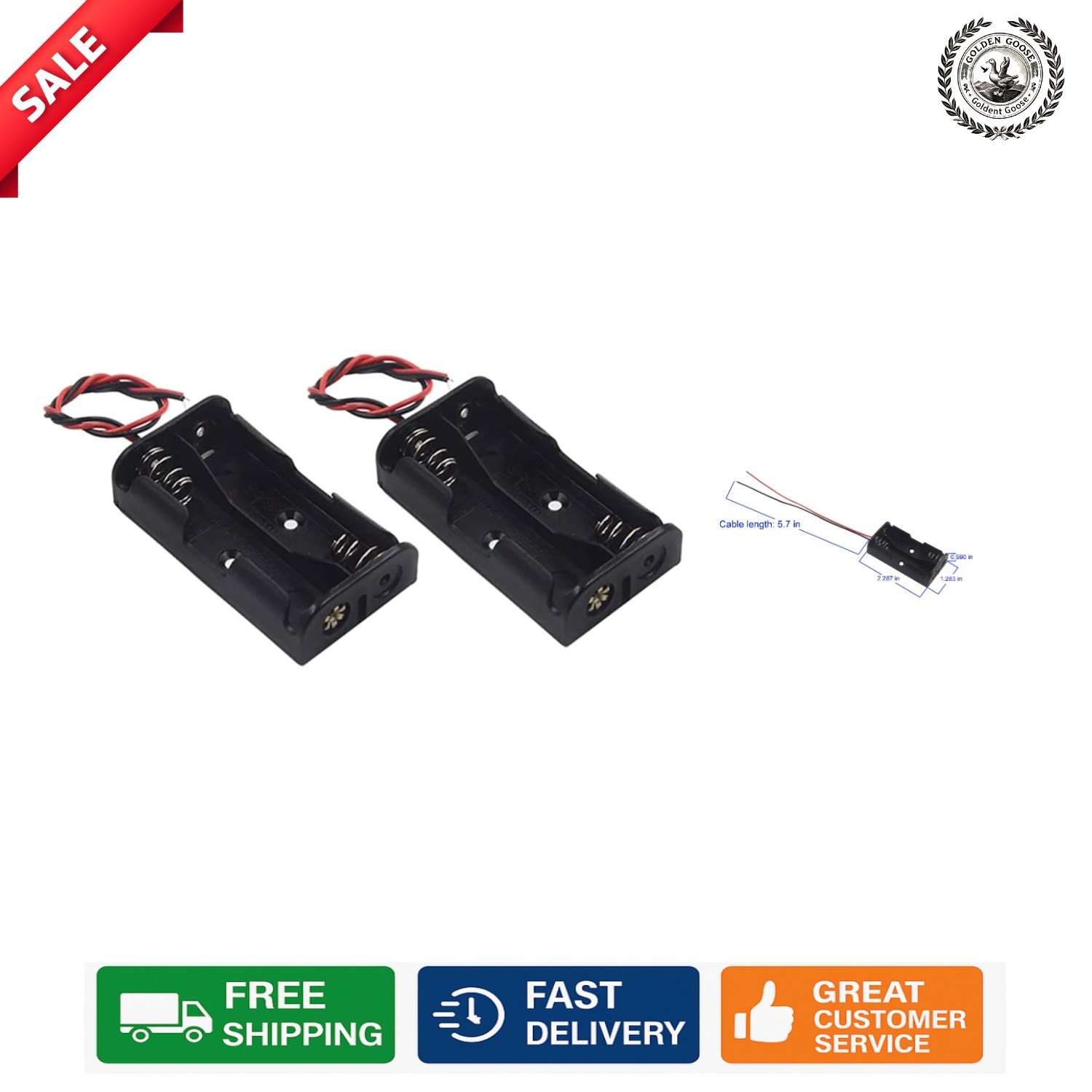 Lightweight 2 x 1.5V AA Battery Holders with 15cm Wire Leads – Ideal for Clocks