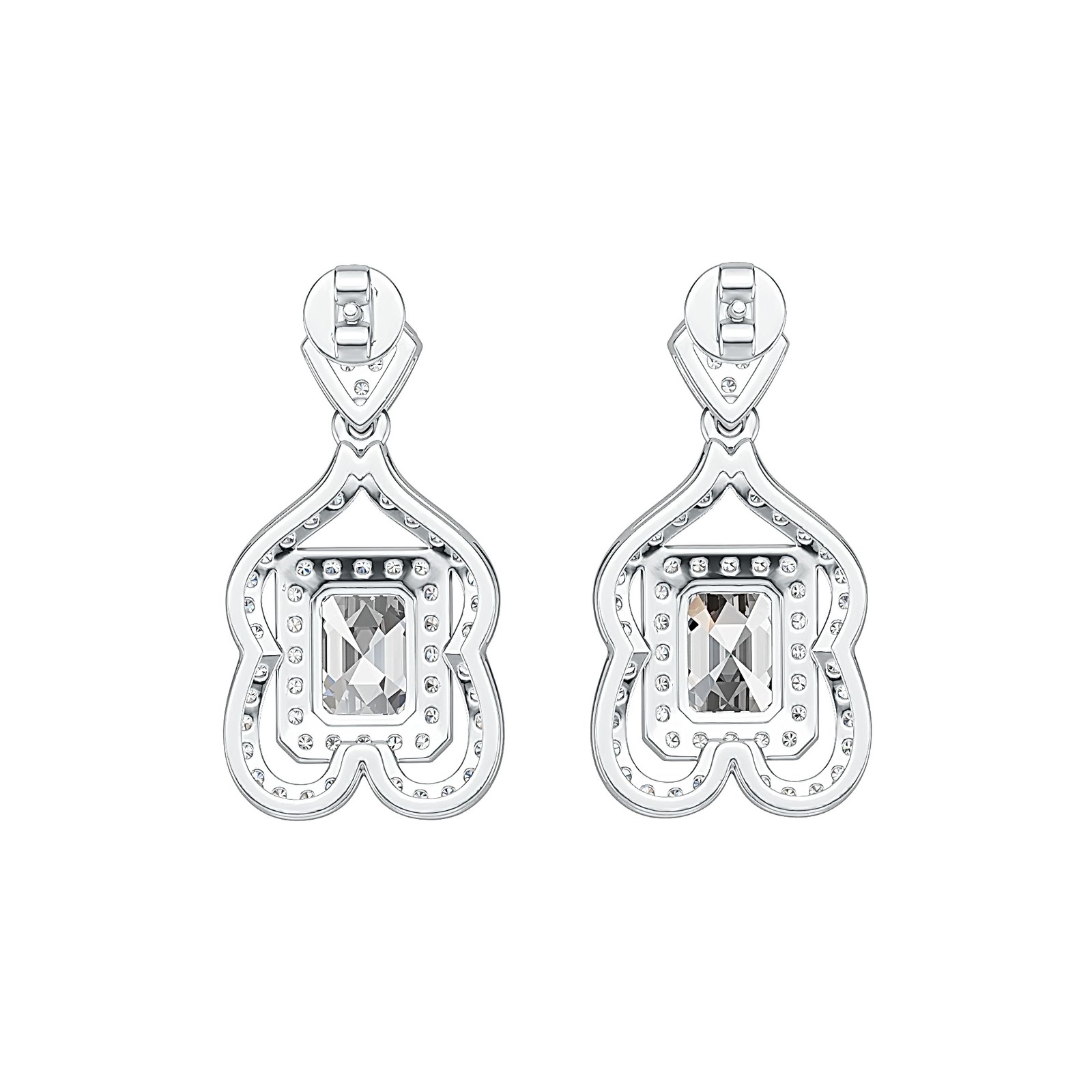 Sterling Silver Semi Mount Earrings Setting Emerald OCT 8x6mm
