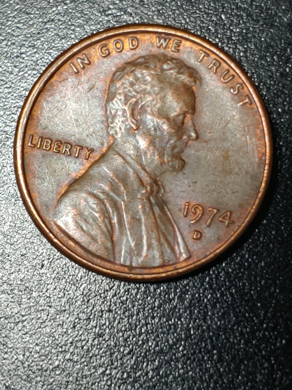 1974 -D Lincoln Penny No Mint Mark (Not graded) Original and Rare. In good shape