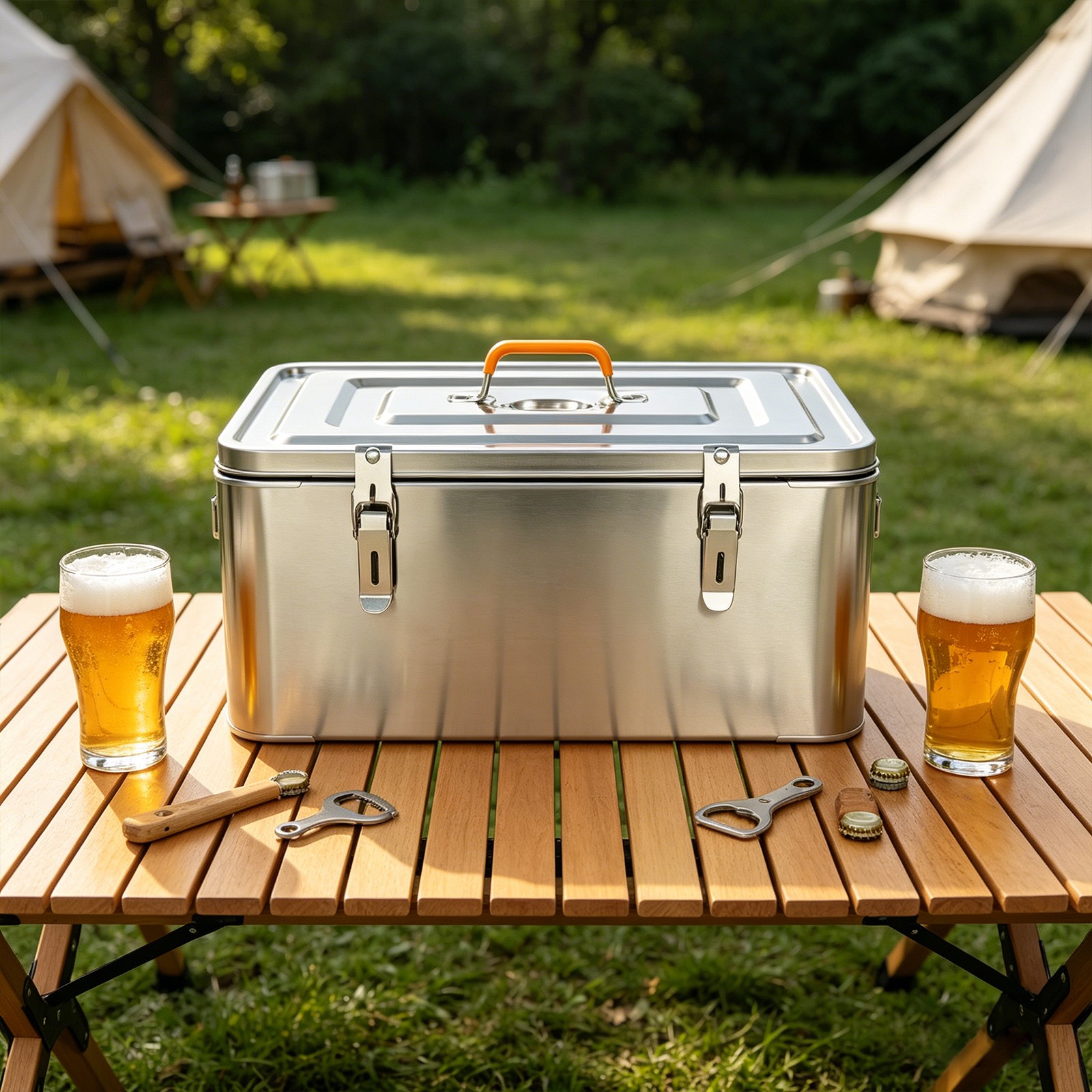 40L Stainless Steel Cooling Bin with Cover for Cold Wine Beer Ice Bin with Lid