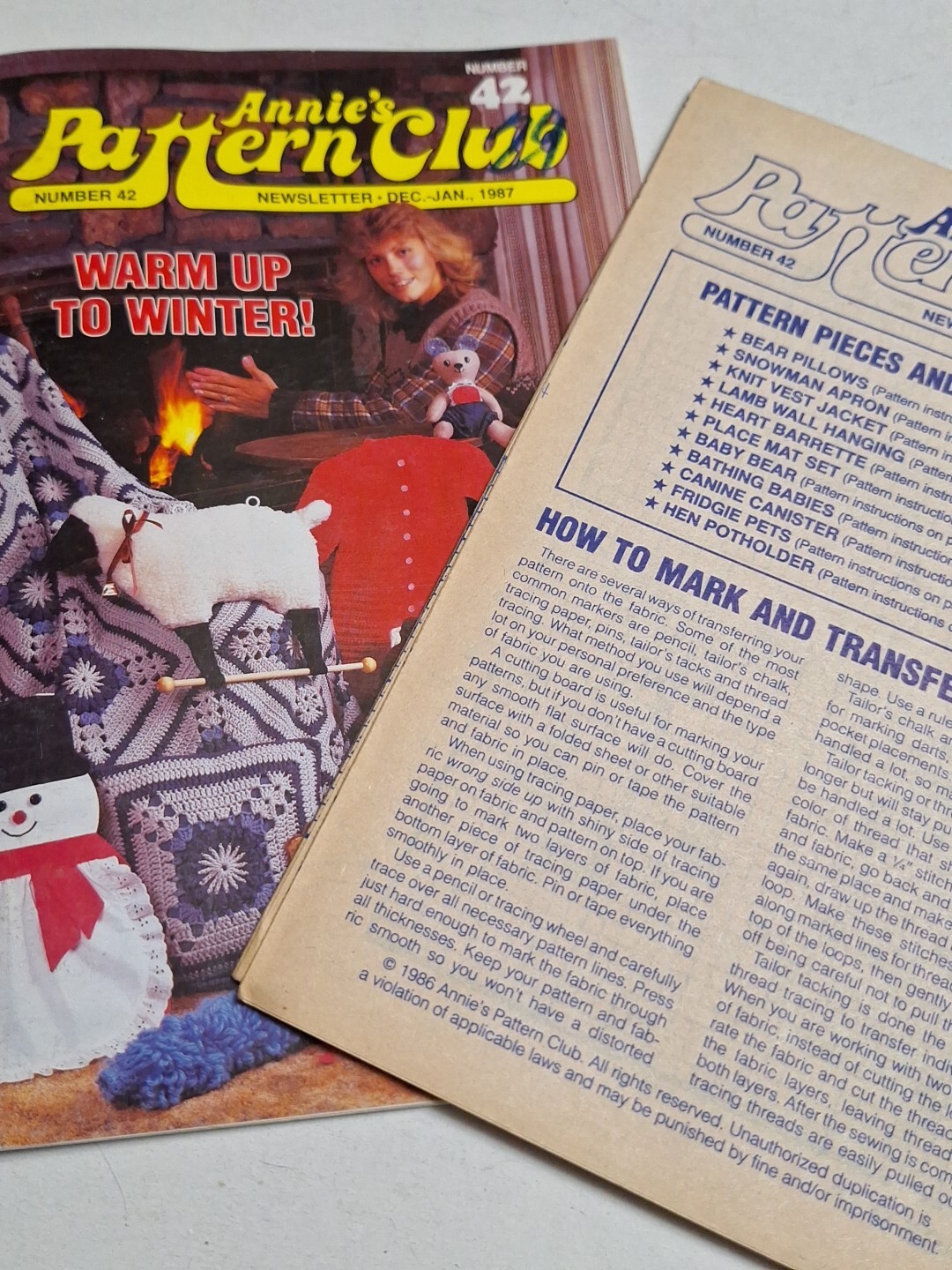 Annie's Pattern Club Newsletter Booklet & Pattern Set 42 Magazine Dec Jan 1987