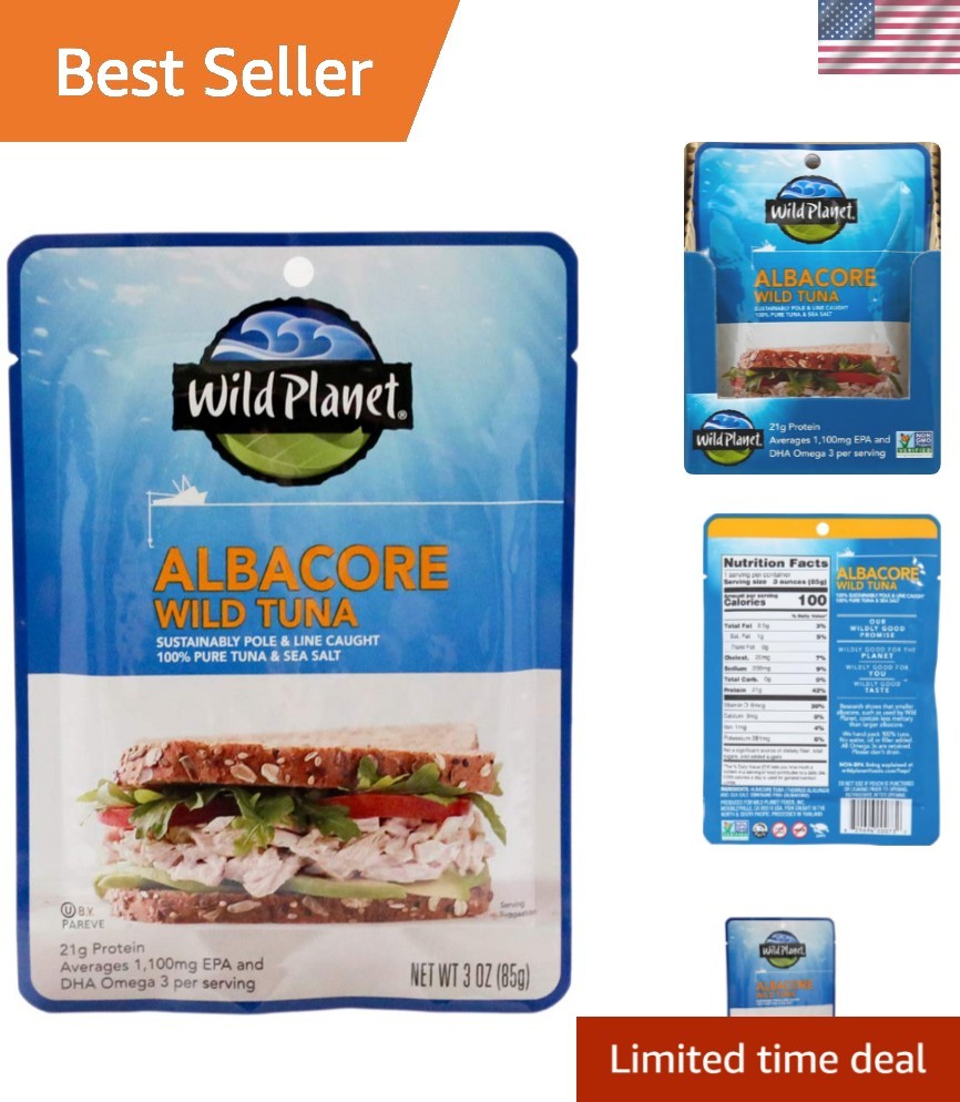 Wild-Caught Albacore Tuna in Sea Salt, 3 oz Pack - Keto & Paleo Friendly