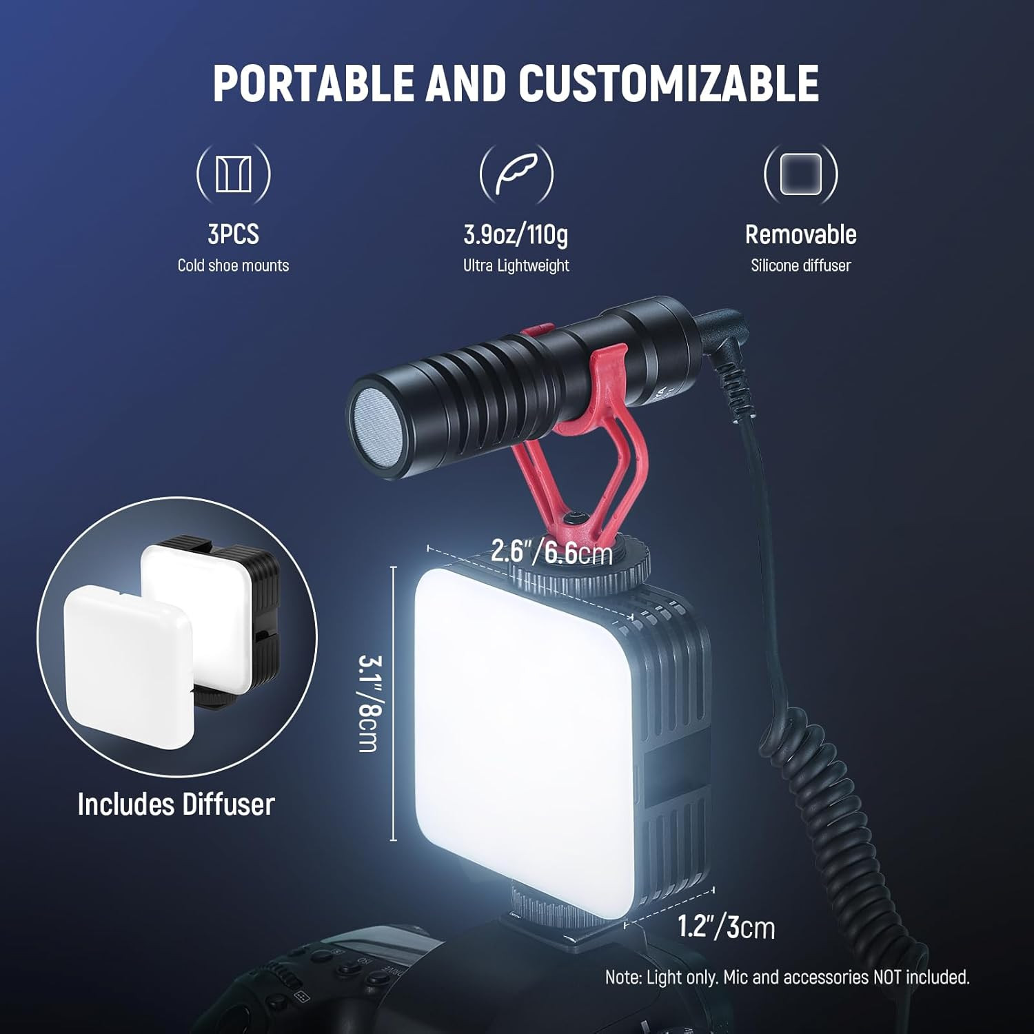 Magnetic RGB LED Camera Light Panel 360° Mini Video Lamp USB Rechargeable 6W