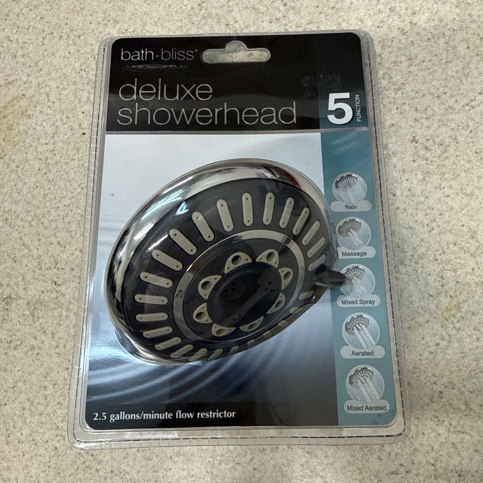 Bath Bliss 5 Function Fixed Deluxe Shower Head