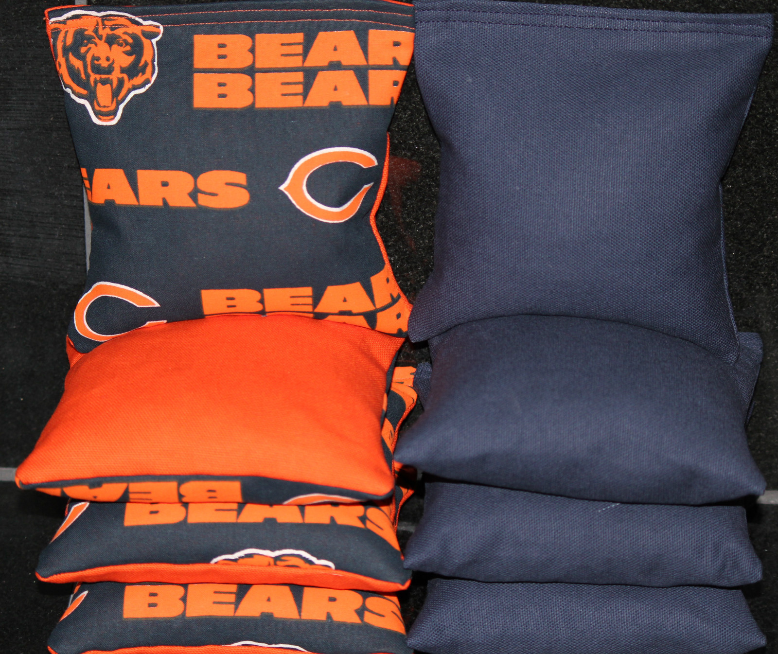 8 CORNHOLE BEANBAGS made w CHICAGO BEARS Fabric ACA Reg Bags, Top Quality!