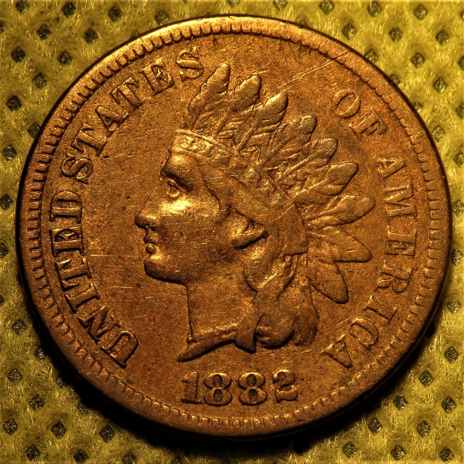 1882 Indian Head Cent with repunched date. Snow-1 variety with full LIBERTY!