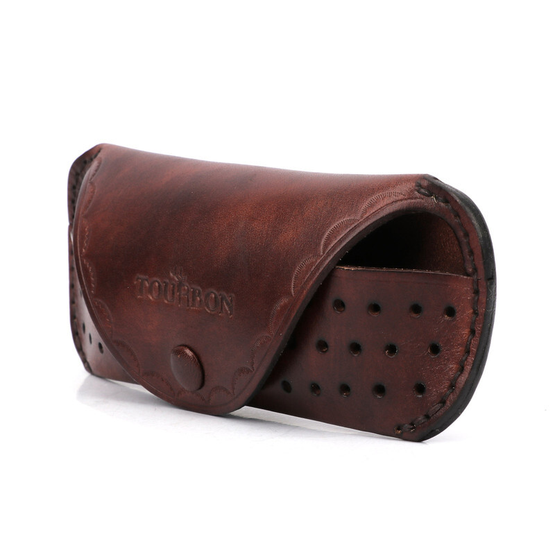 TOURBON Leather Eyeglasses Protector Case Glasses Carrier Belt Pouch Gift