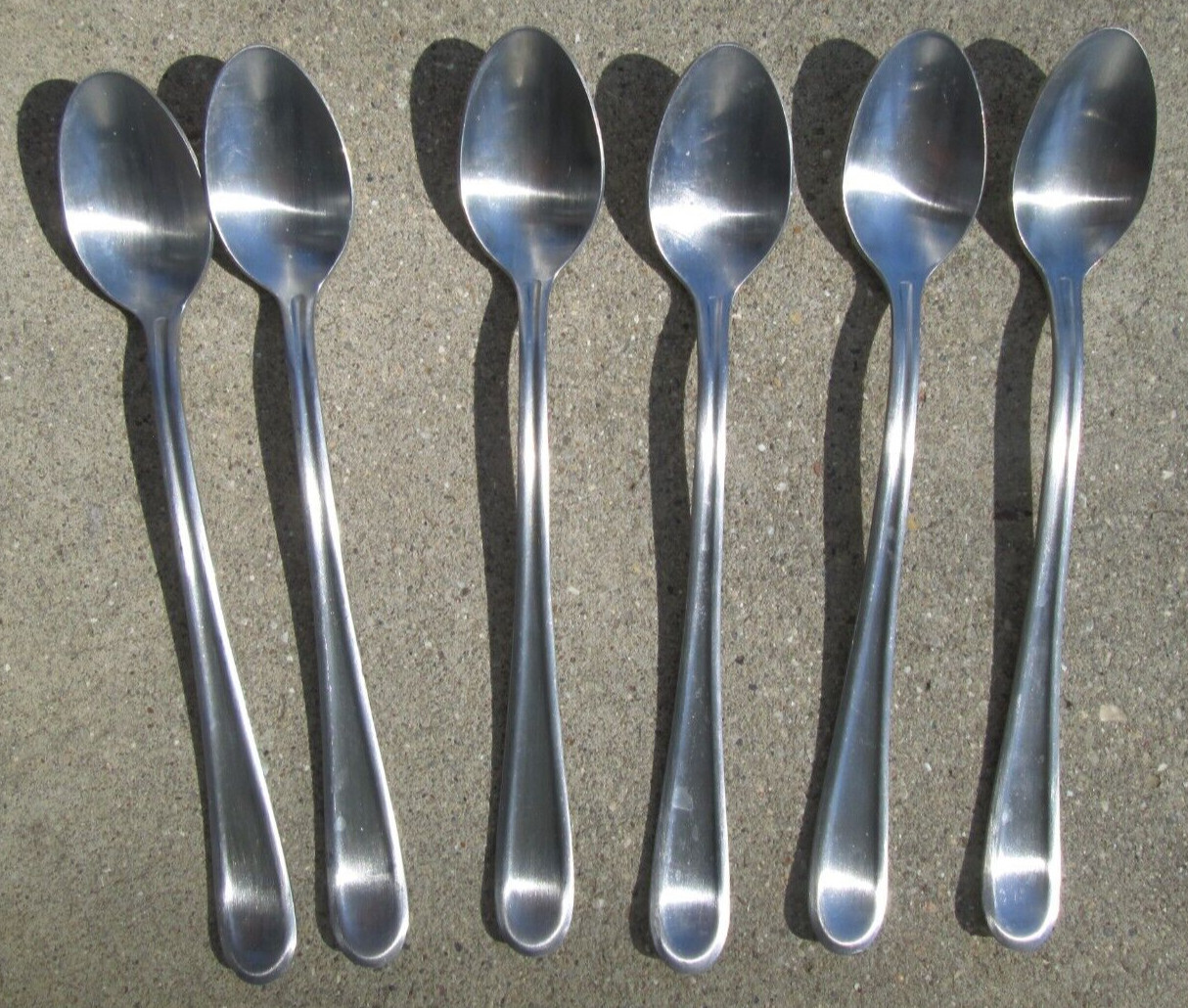 Lot of 6 Cambridge Stainless China Ice Tea Spoons Unknown Pattern in EUC