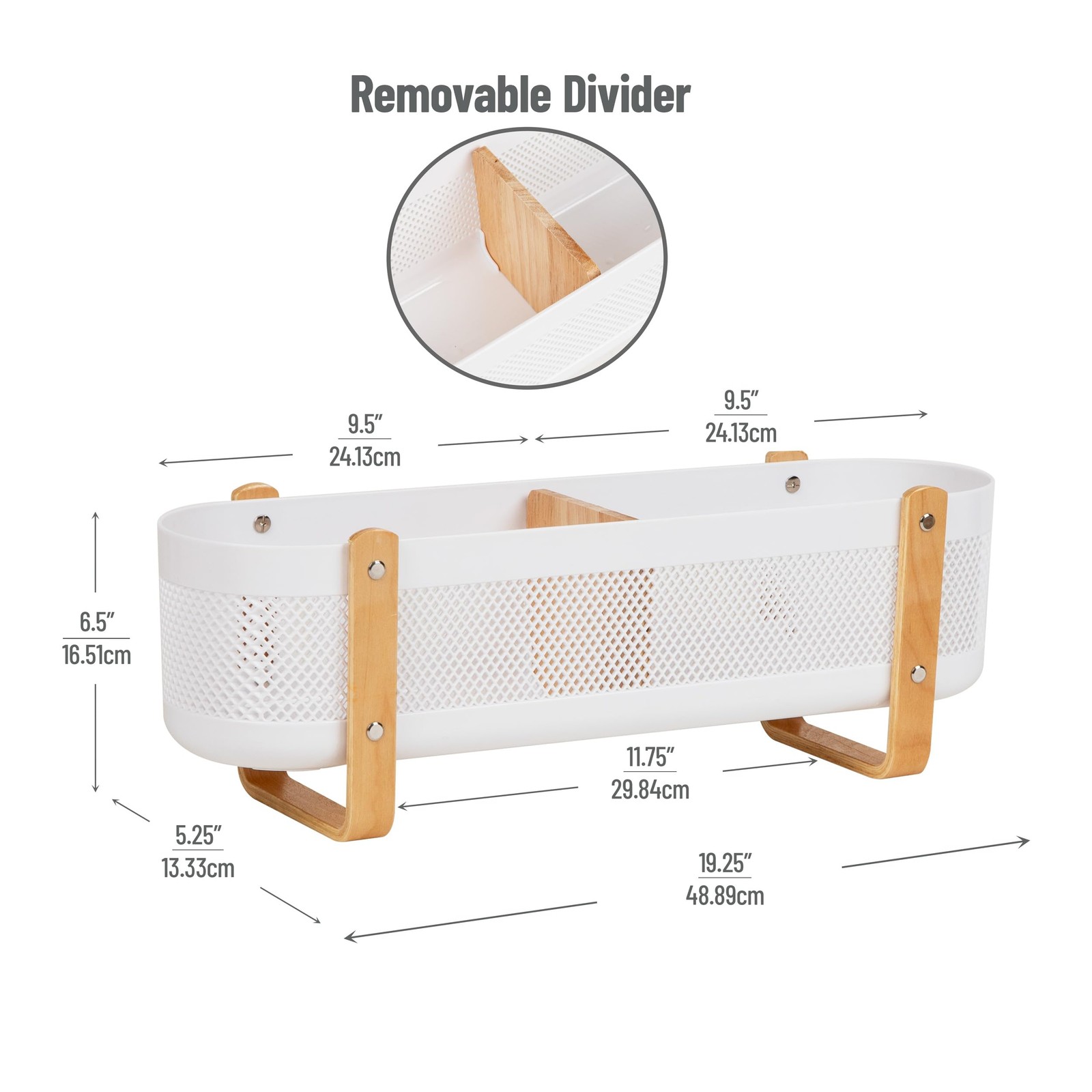 Mind Reader Divided Storage Basket Legs Accessory Holder Desktop Organization