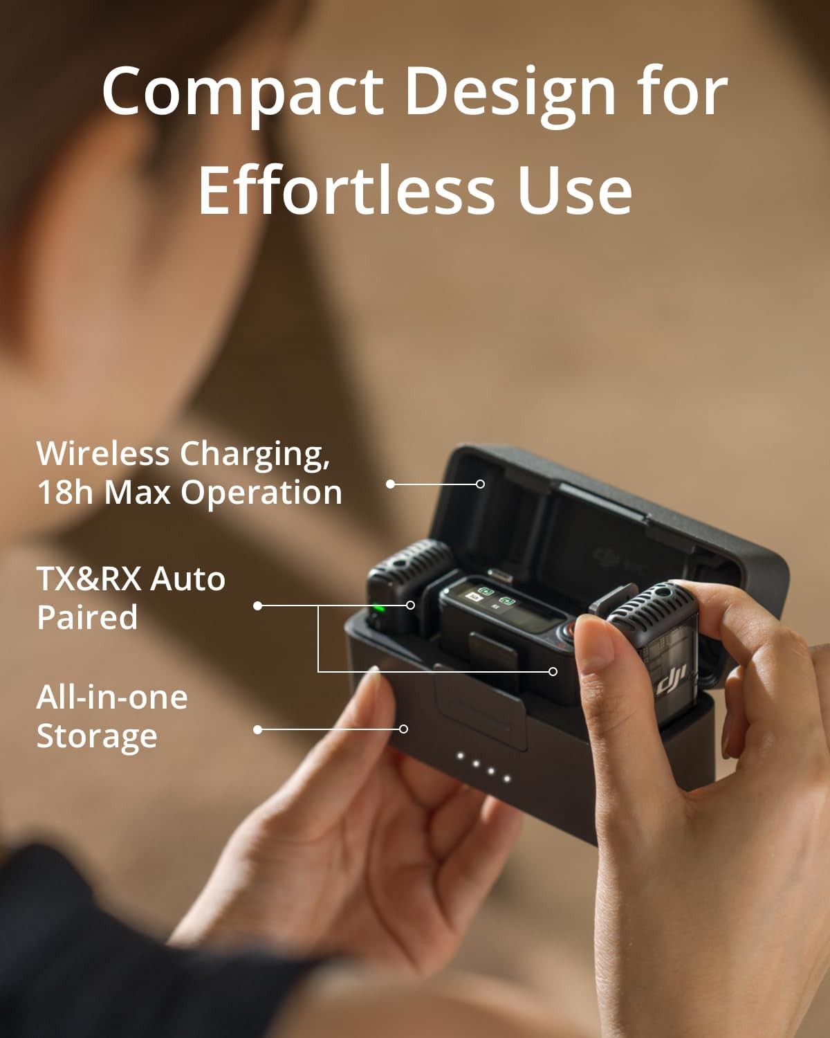 DJI Mic 2 (2TX+1RX+Charging Case)Wireless Microphone Lavalier,820ft(250m)Range