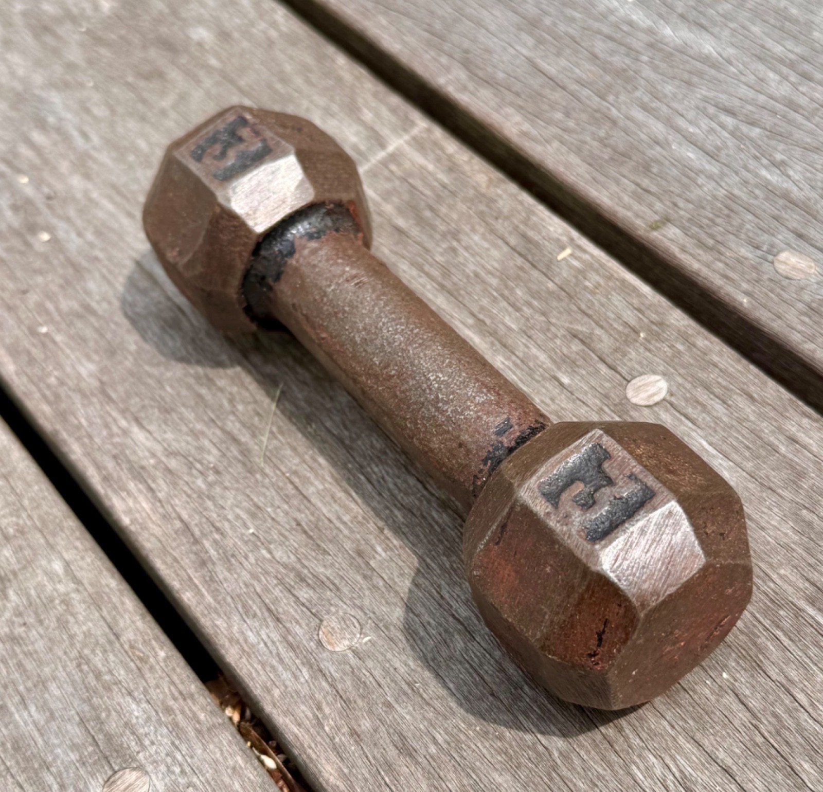 Antique Hex 3 Pound Dumbbell - Single 3LB.