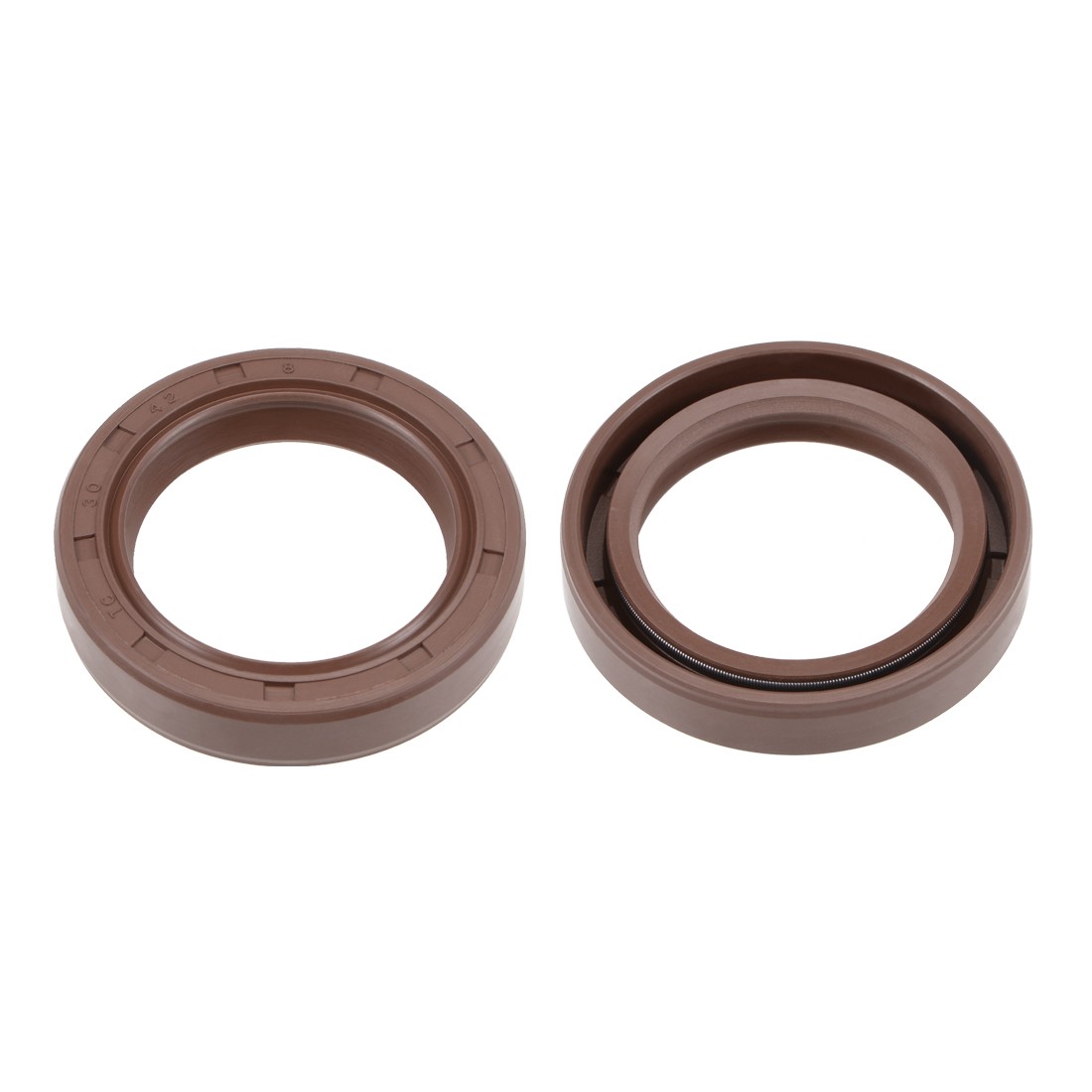 Oil Seal 30mm Inner Dia 42mm OD 8mm Thick Fluorine Rubber Double Lip Seals 2Pcs