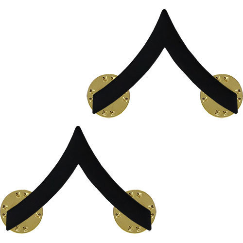Vanguard USMC Marines E-2 PFC Private First Class Chevrons metal  BLACK 1 PAIR